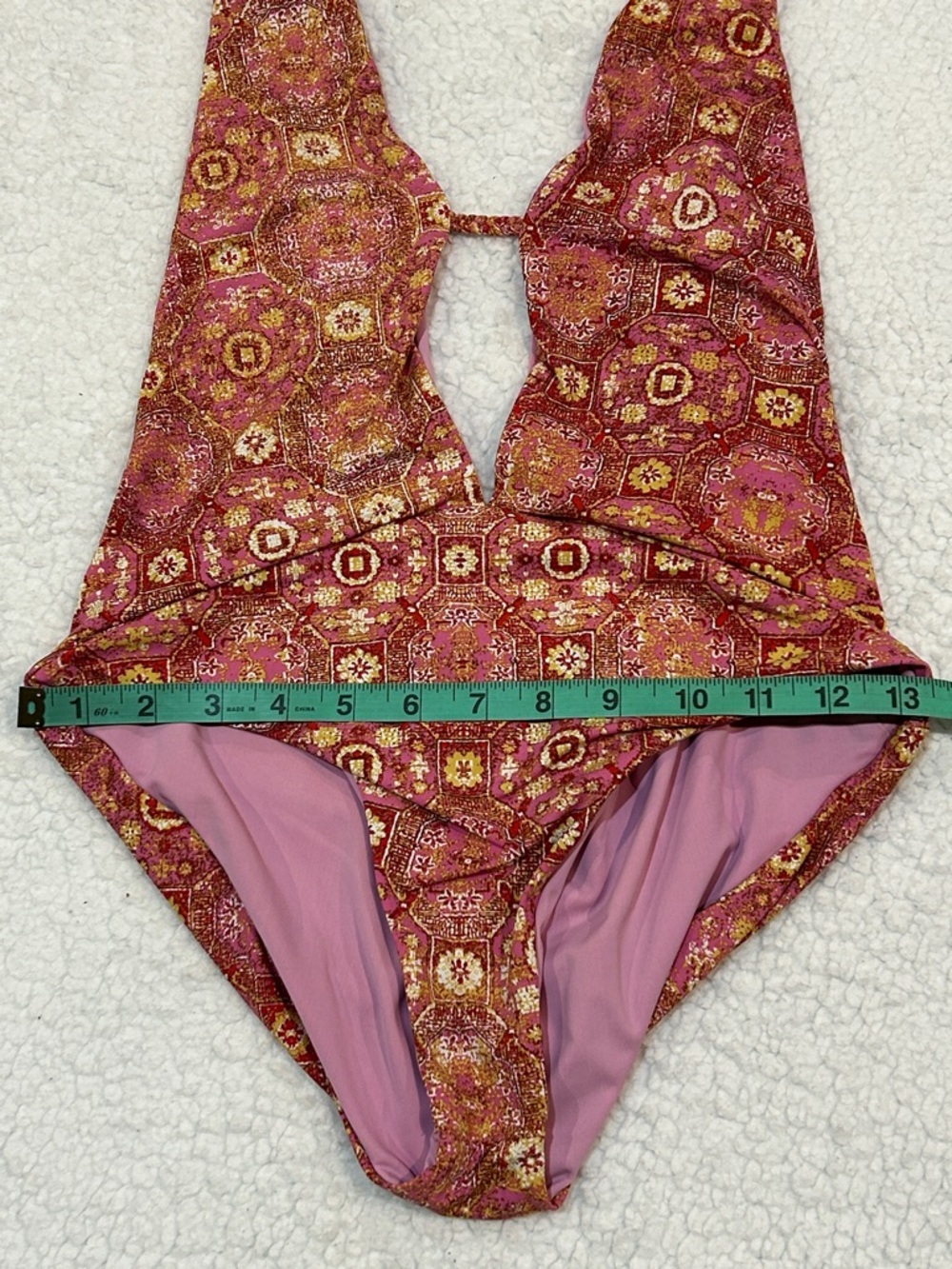Frankies Bikinis Lily Geo Print One Piece Swimsuit size Large Isla Pink - Picture 10 of 11